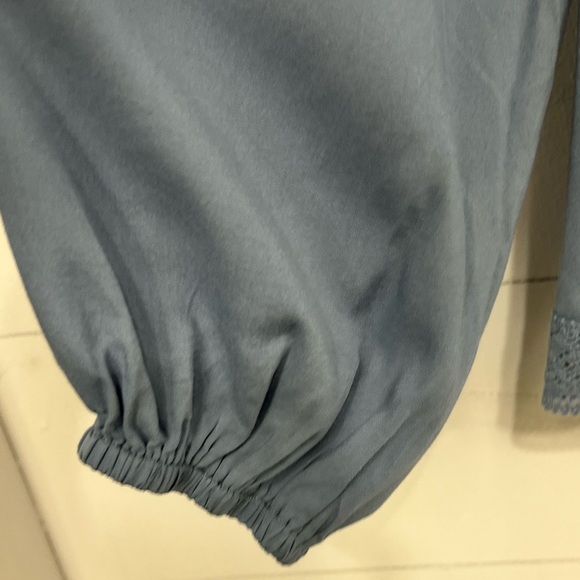 Grace & Karma Peasant Shirt Blue Long Sleeve Lightweight Womens Plus Size 1X - Picture 4 of 8